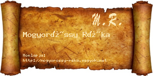 Mogyoróssy Réka névjegykártya